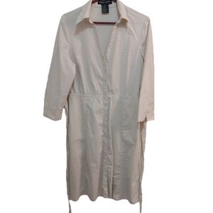 Jones New York Beige Cotton Three Quarter Sleeve Dress Size 12